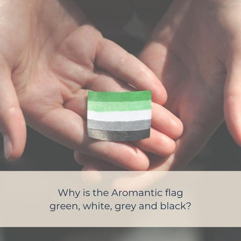 Aromantic heart flag hands green white grey black