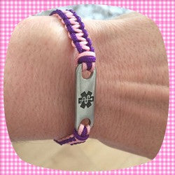 Ladies Medical Alert Bracelet Epilepsy Good Looking Pink Purple