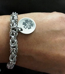 Ladies medical id bracelet stainless steel charm