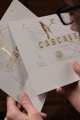 Cascave Gin Labels in Production.