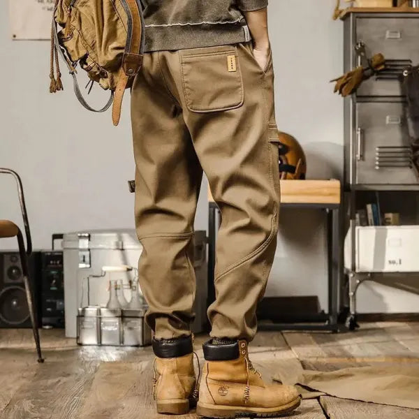 Men’s Casual Retro American Loose Straight Cargo Pants Harem Pants