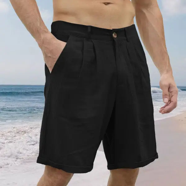 Men’s Linen Shorts Breathable Comfortable Vacation Shorts Hawaiian Outdoor Shorts