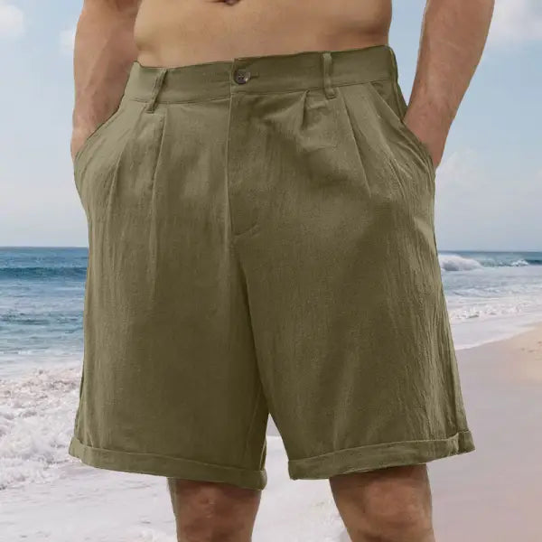 Men’s Linen Shorts Breathable Comfortable Vacation Shorts Hawaiian Outdoor Shorts