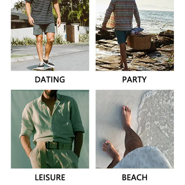 Men’s Linen Shorts Breathable Comfortable Vacation Shorts Hawaiian Outdoor Shorts