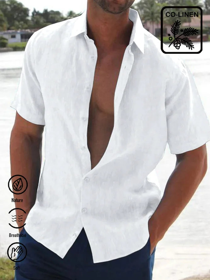 Men’s Short Sleeve Multi Color Basic Cotton Loose Shirt