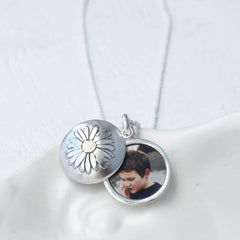 Silver and Gold Daisy Photo Locket