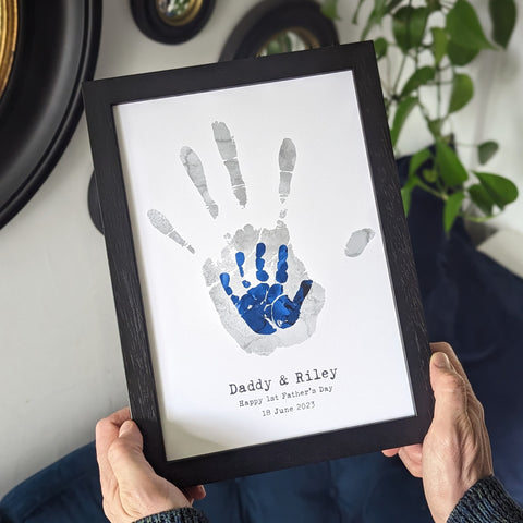 Daddy and child handprint aet print | 1st Father's Day Gift 