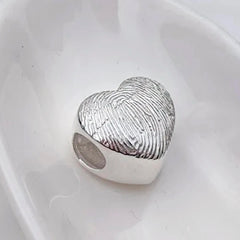 Fingeprint Heart Bead Charm - fits pandora style jewellery