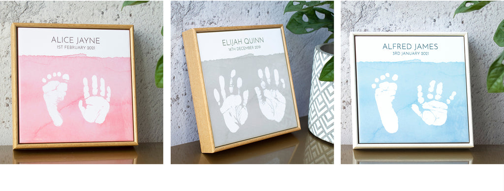 personalised handprint footprint framed tile