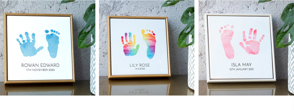 baby handprint footprint framed tile