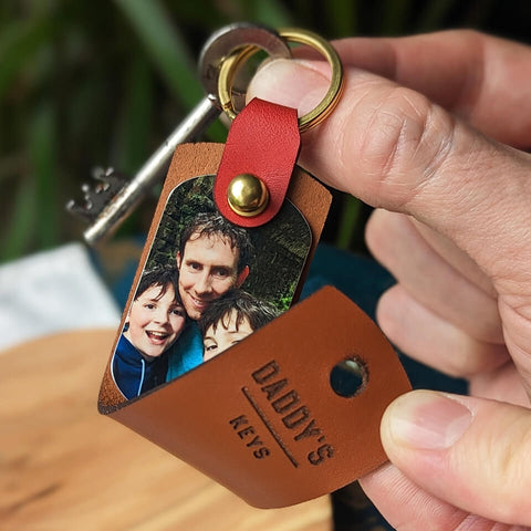 PersonalisedPhoto Leather Keyring for Dad | Father's Day Gift