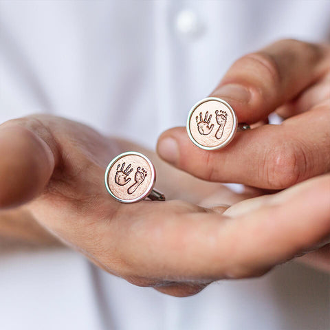 Copper Handprint and Footprint Cufflinks for Dad