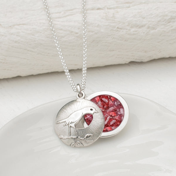 Memorial Ashes Robin Photo Locket Necklace