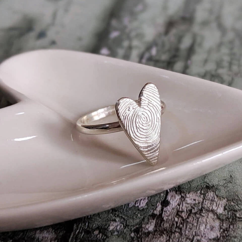 fingerprint ring silver