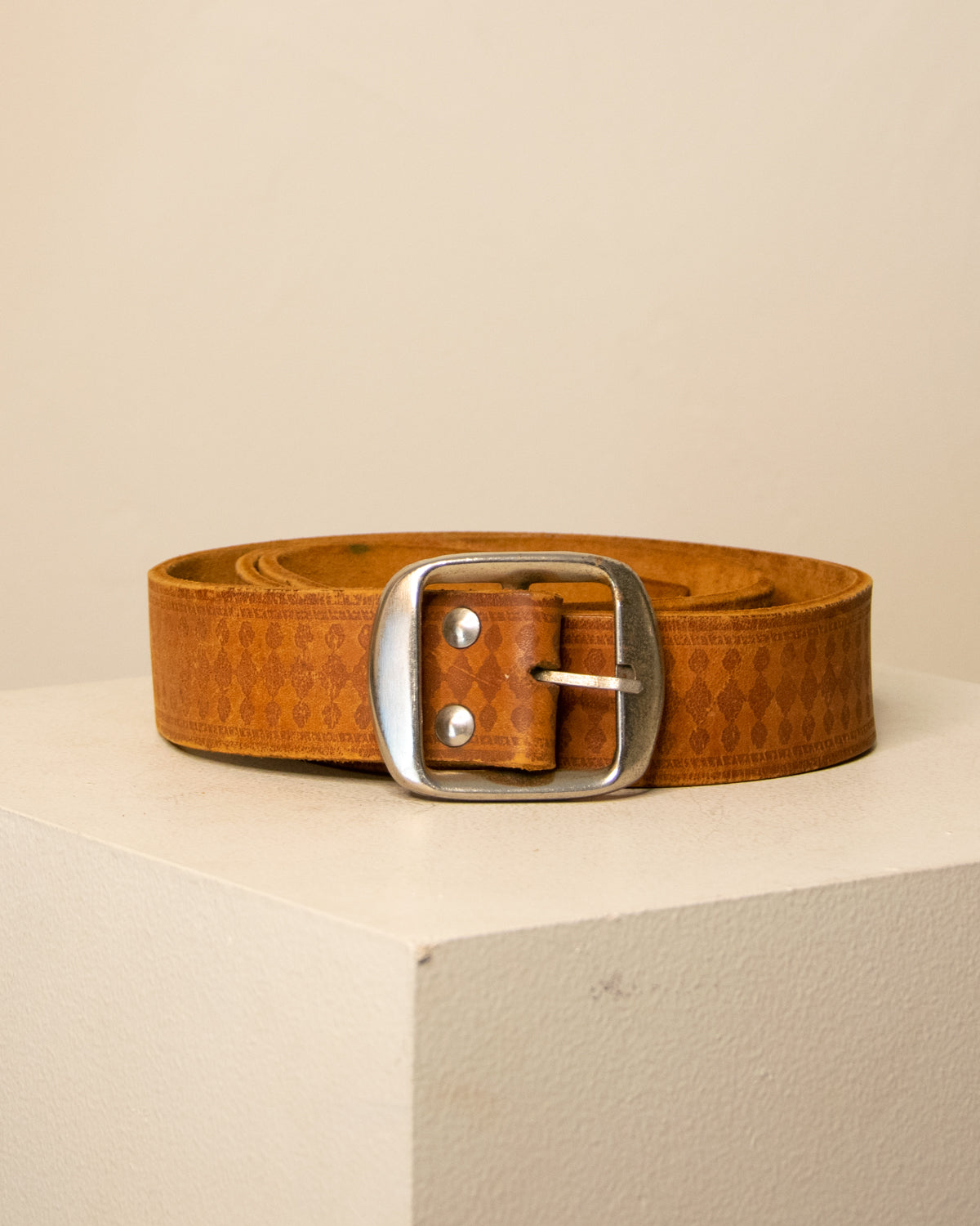 Diamond Pattern Brown Vintage Leather Belt– HALCYON HOUSE OF VINTAGE