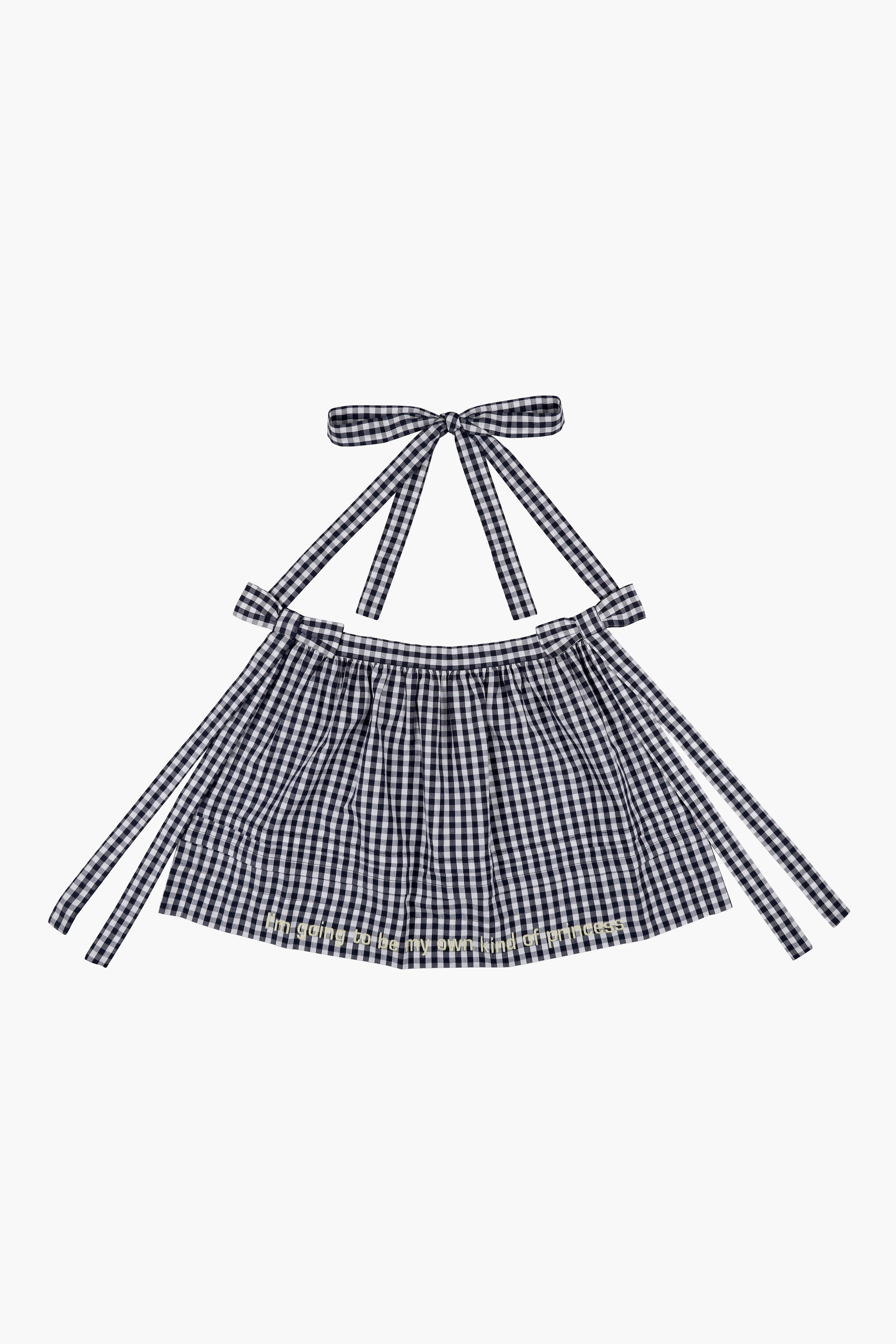 contessa apron in blue gingham