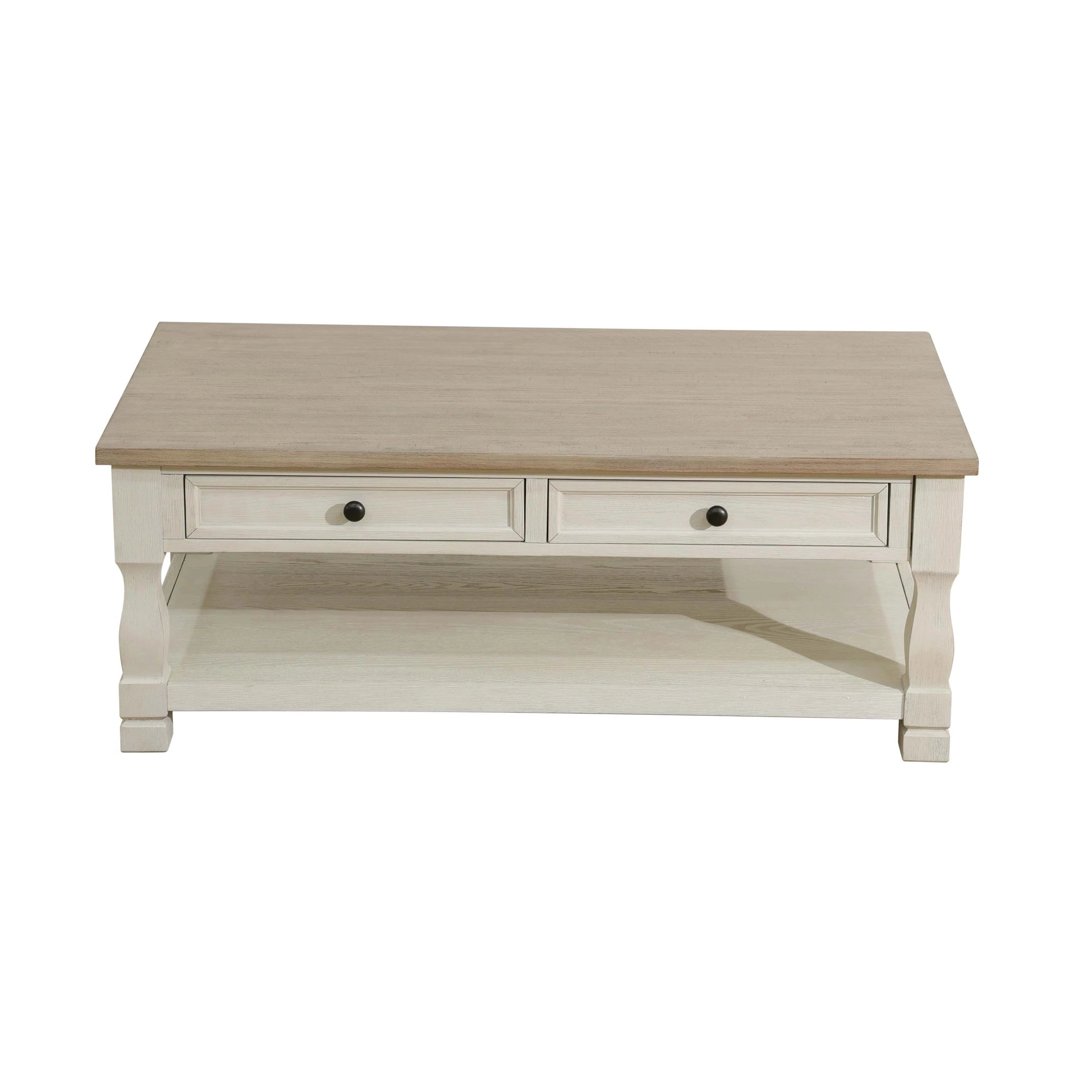 Light Brown MDF Top and White Oak Drawer Living Room Coffee Table Karo Home