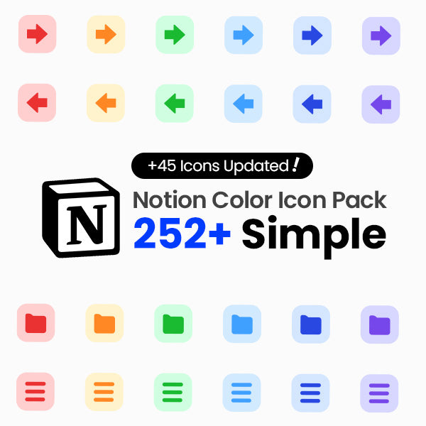 252 Simple Color Notion Icon Pack – Loraticon : Notion Icons, Covers ...
