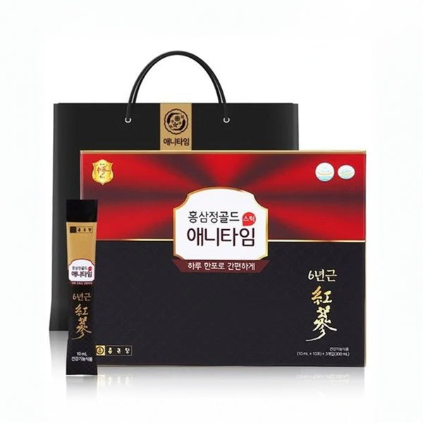 홍삼정 애니타임 골드 스틱 1BOX(10ml x 30스틱) - (빨간색/검은색)