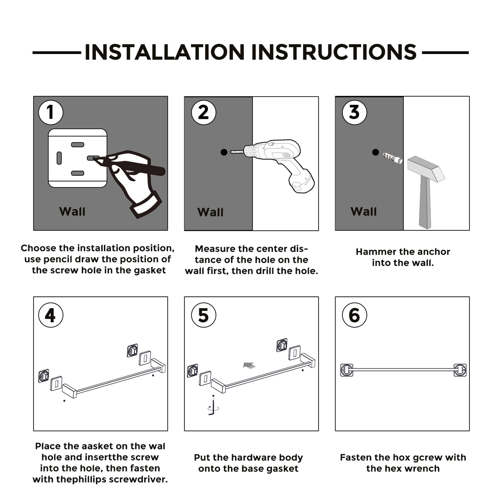 4-in-1 bathroom accessory set Installation guide