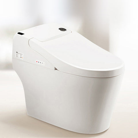 white smart toilet showing picture