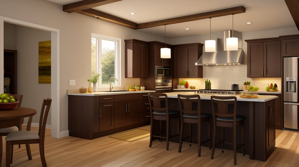 classic kitchen design with one kitchen island in the middle