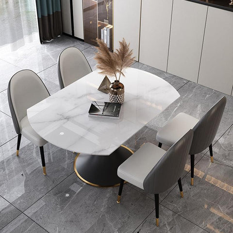 4 seater extendable sintered stone top dining table