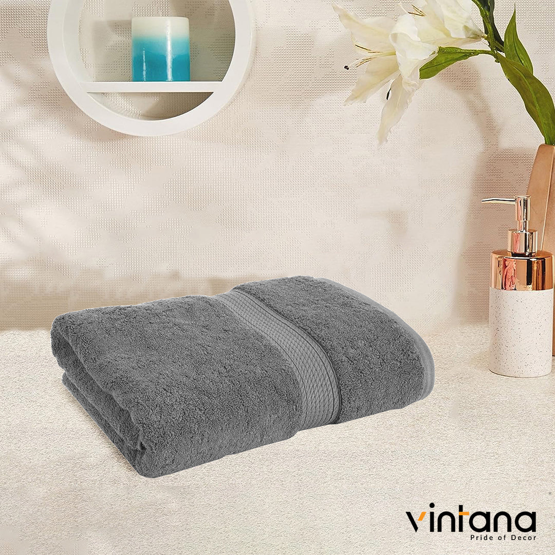 BAMBOO 100% Cotton BATH TOWEL,( PACK OF 1)800 GSM, DARK GREY