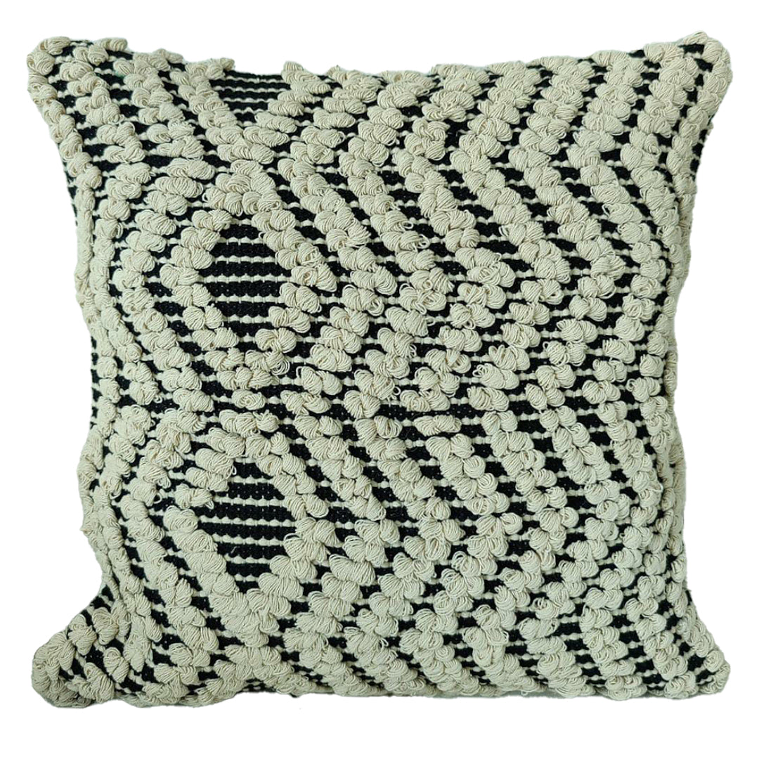 CUSHION COVER 100 % COTTON 18x18 Inches , BEIGE/BLACK