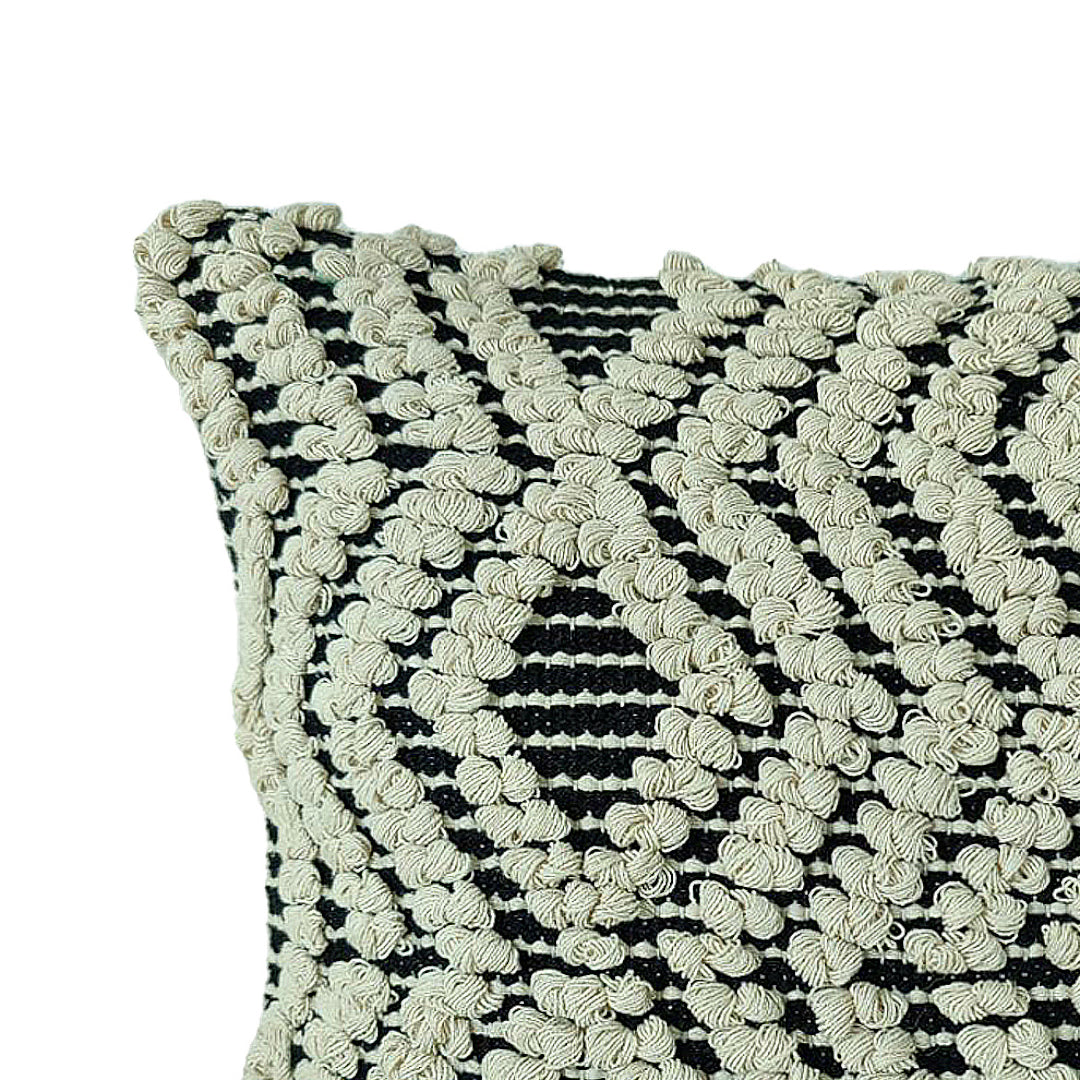 CUSHION COVER 100 % COTTON 18x18 Inches , BEIGE/BLACK