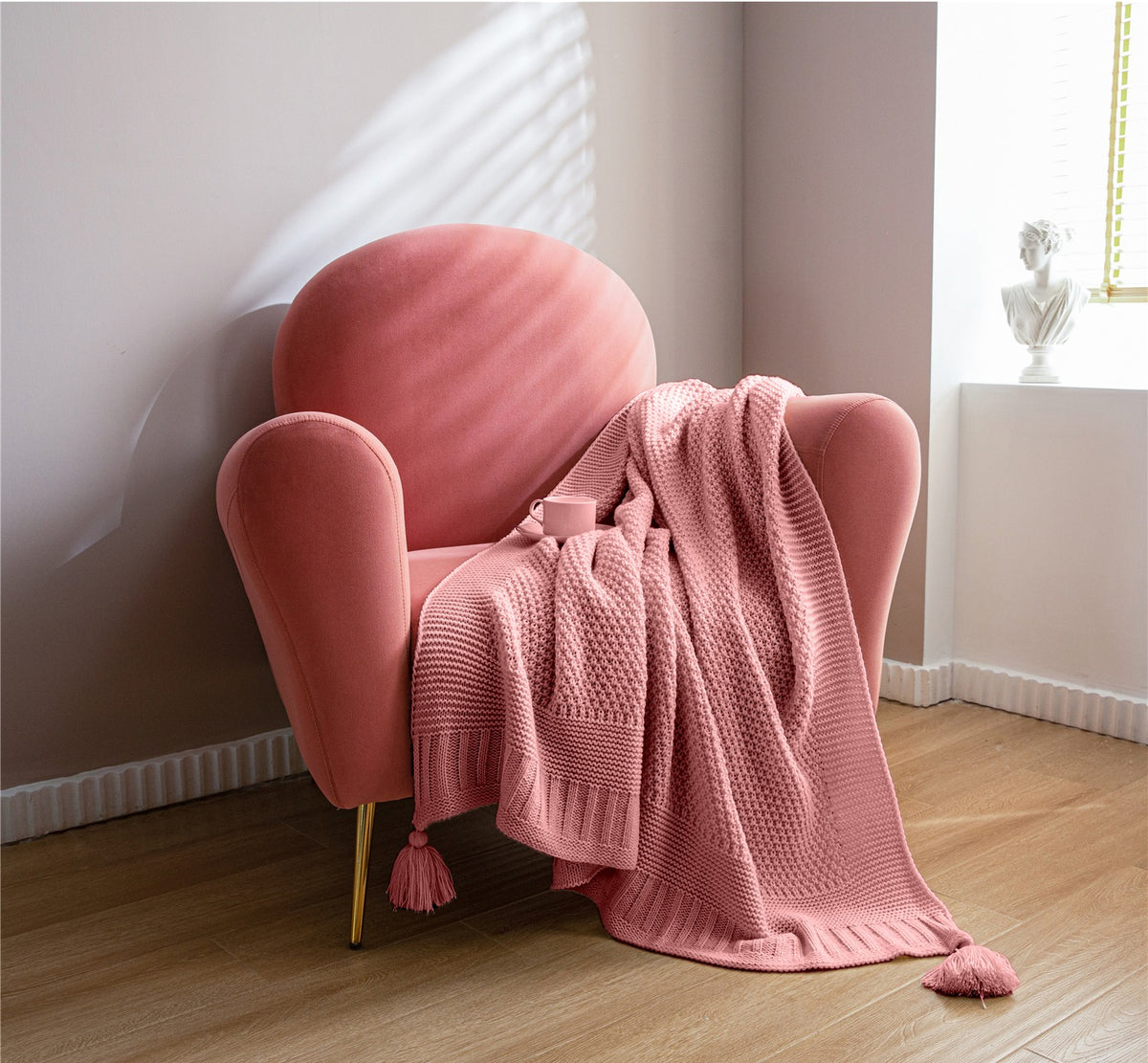 Elegance Designer Throw Blanket 100% Pure Cotton PINK60 x 80 Inches