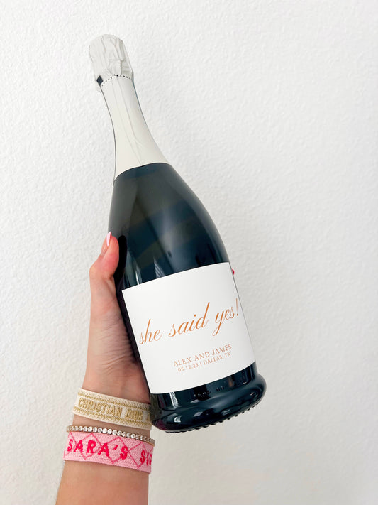 Engaged! Champagne Label – Sara's Signature