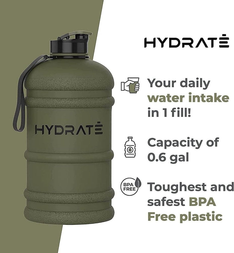 The Gym Keg Sports Water Bottle 2.2 L Insulated Half Gallon Carry Handle Big Water, Beige