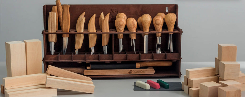 Wood carving set with basswood practice board for beginner