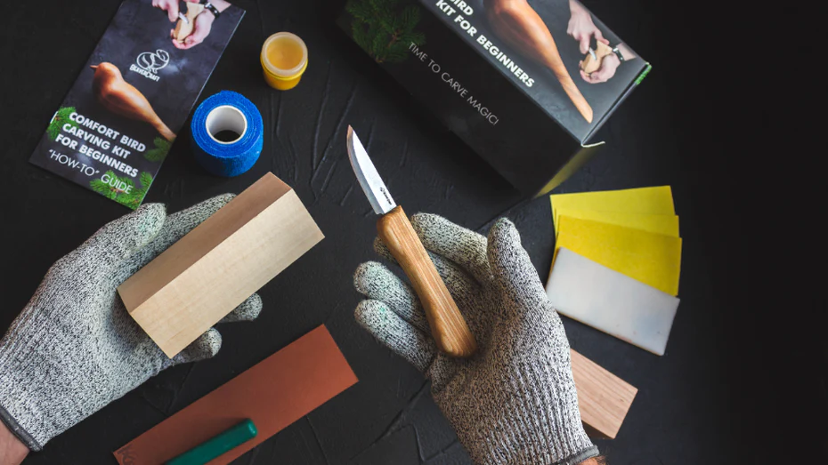 Wooden block and knife from DIY Kit