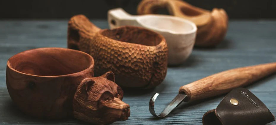 carved apple wooden bowls with hook knife