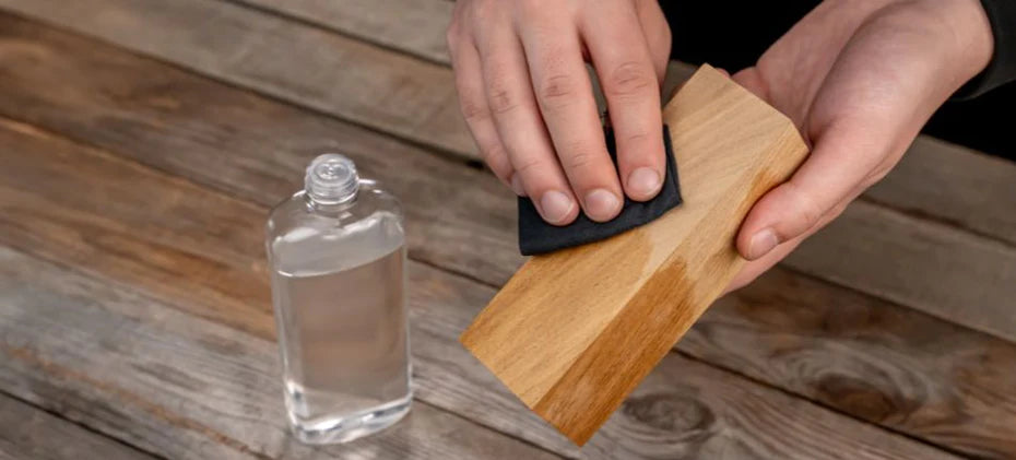 applying oil to the wood surface