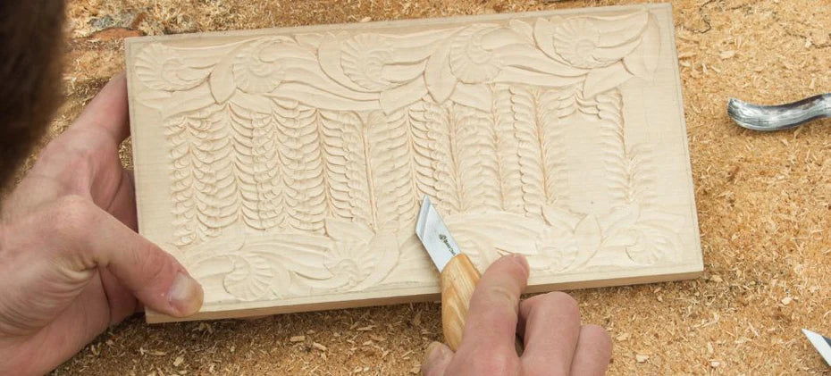 carving knife with geometric carvings