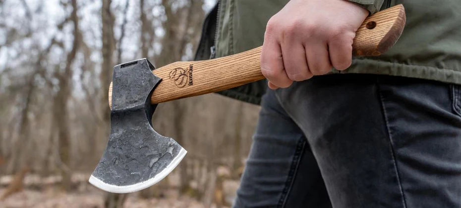 bushcrafter with an axe