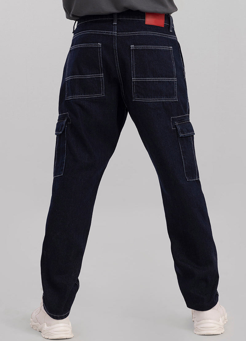 Men Slate Blue Baggy Fit Rigid Jeans