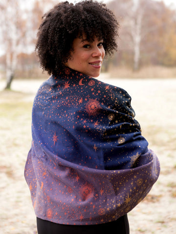 Oscha shawl made with wrap fabric