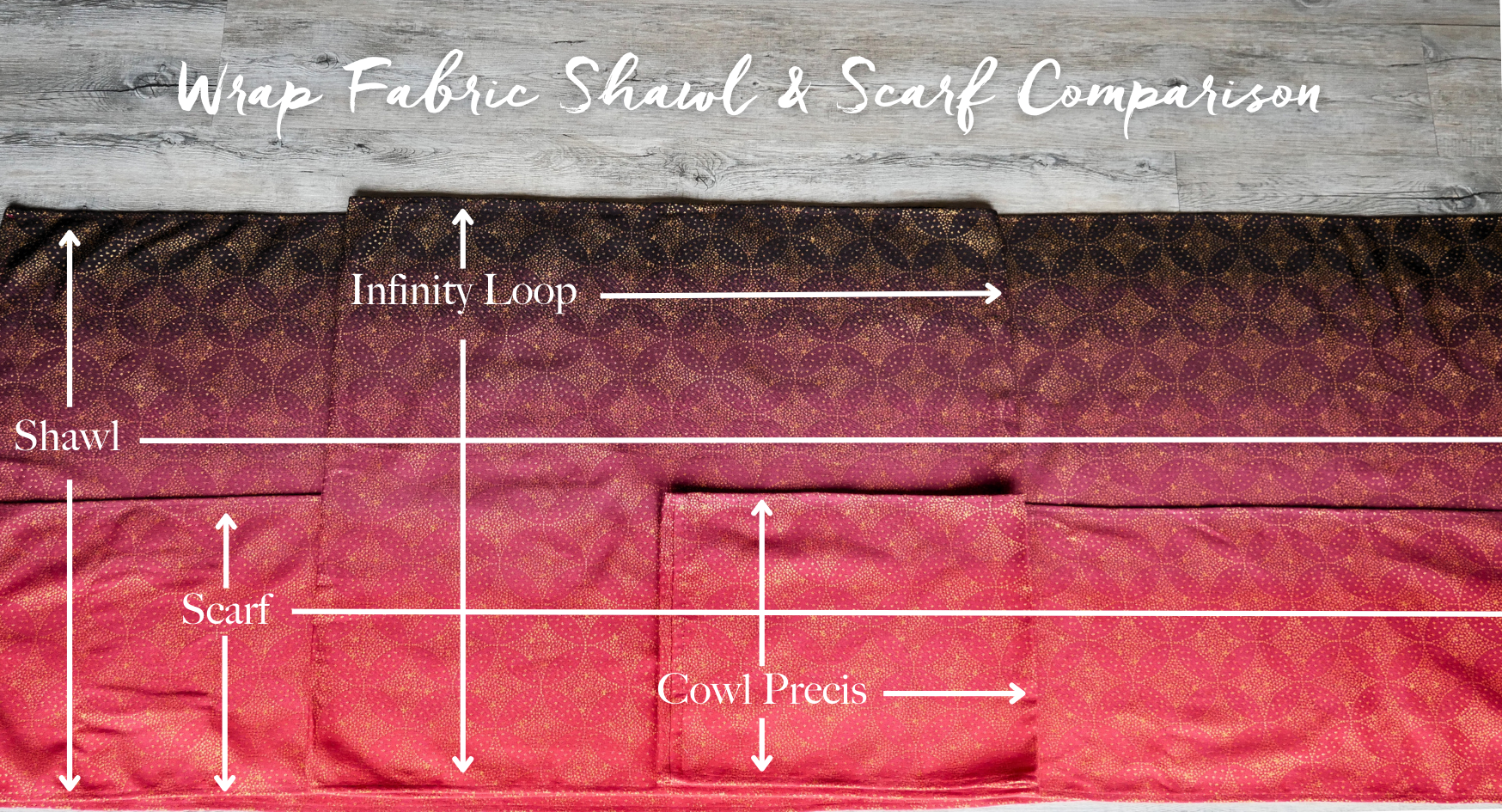 comparison of Oscha wrap fabric scarves, cowls, infinity loops and shawls including Precis