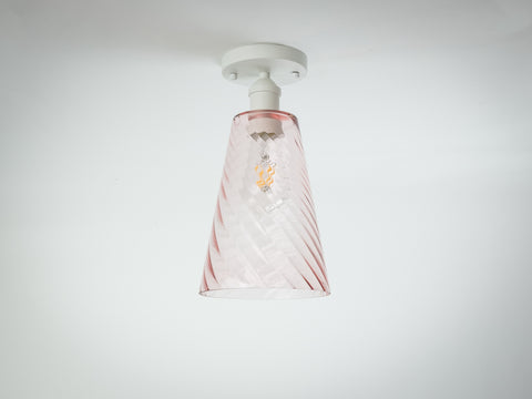 Blush Nina Glas Shade with White Mr Fix Lamp Holder