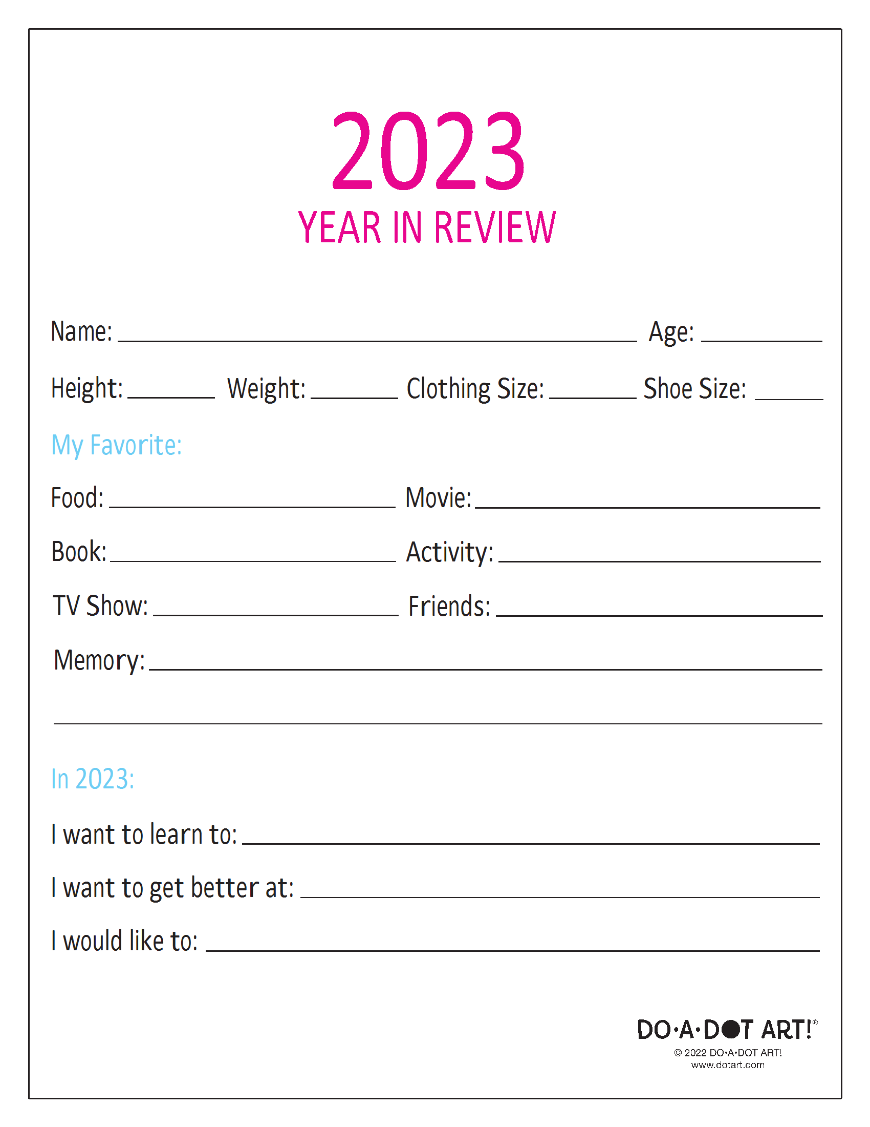 Preview of 2023 Review Printable