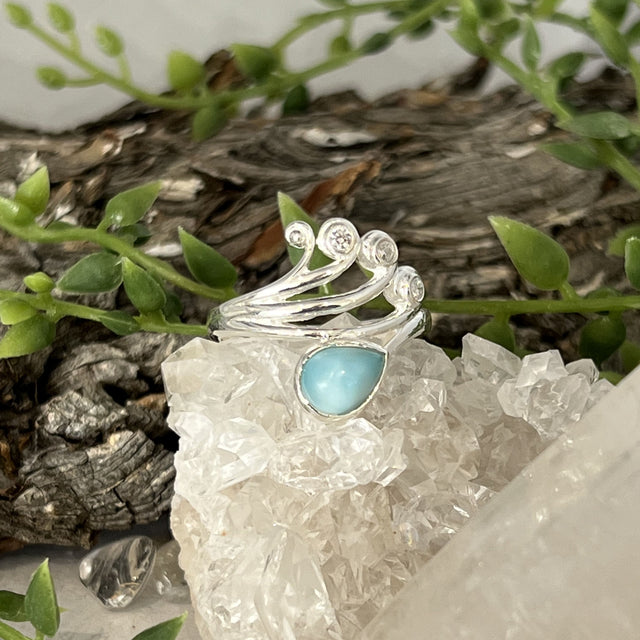 Product Image of Larimar Teardrop Sterling Silver Ring #1