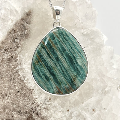 Amazonite Oval Sterling Silver Pendant