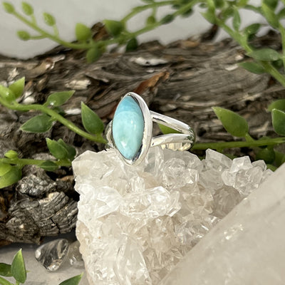 Larimar Oval Sterling Silver Ring