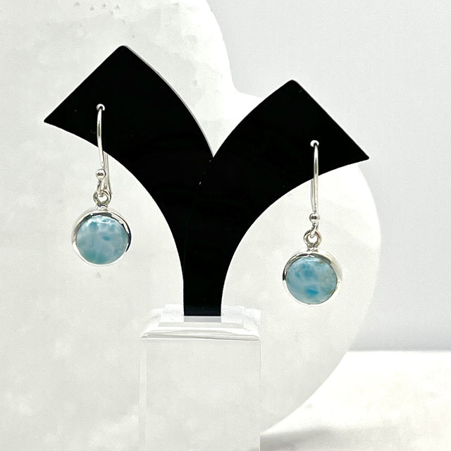 Product Image of Larimar Round Sterling Silver Earrings #1