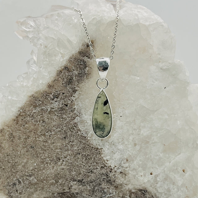 Product Image of Prehnite Teardrop Sterling Silver Pendant #1