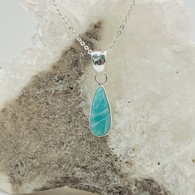 Product Image of Amazonite Teardrop Sterling Silver Pendant #1